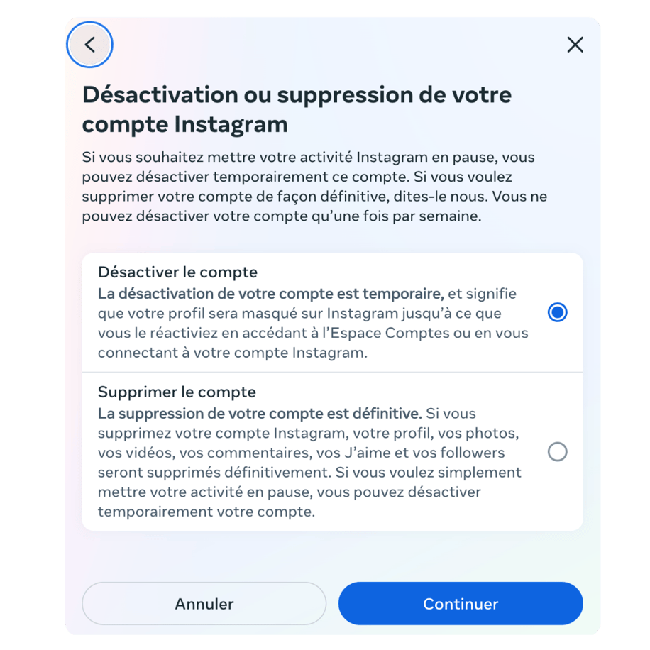 Comment désactiver son compte Instagram professionnel